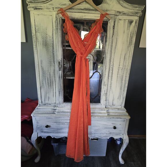 NWT Hutch Ruffle-Trim Orange Flowy Jumpsuit - Size 6 - Picture 5 of 7